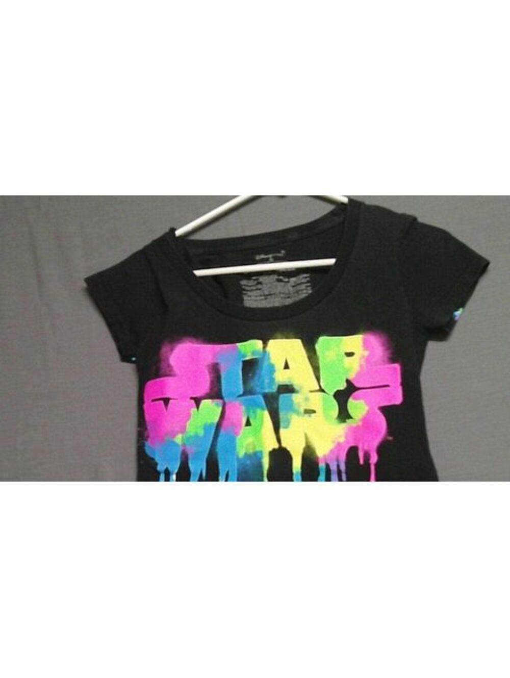 Disney Star Wars Neon Drip Logo Black T-Shirt Women XS